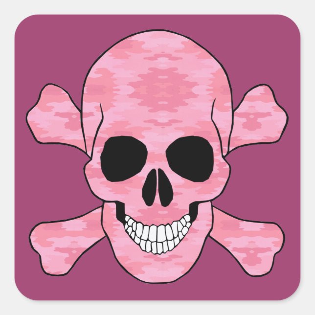 Stickers Camouflage Rose Crâne Et Crossbones (Devant)