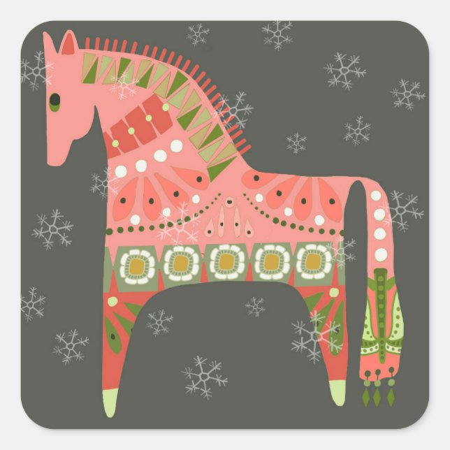 Stickers Carré arrondi Hygge Holiday Horse (Devant)