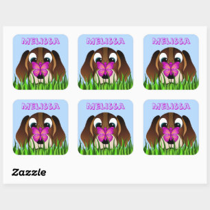 Stickers Carré Beagle Chien Chien Chien Chien Mign