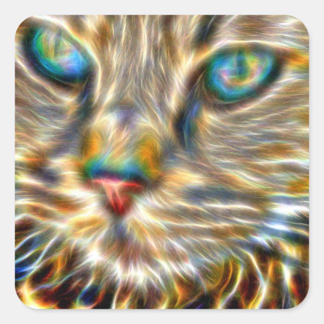Stickers Carré Cat Art - Glossy (Devant)