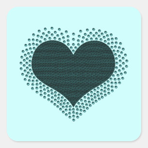 Stickers Carré de coeur métallique, Turquoise