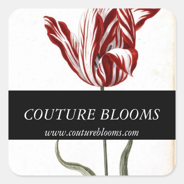Stickers Carré de fleurs de tulipe noire rouge (Devant)