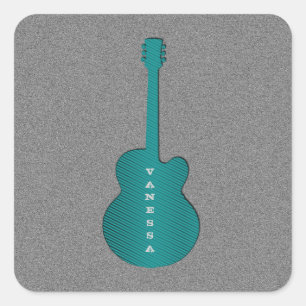 Stickers Carré de guitare rayé, Turquoise