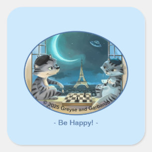 Stickers Carré de nuit Paris - Happy