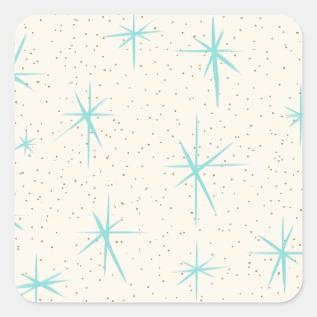 Stickers Carré de Starburst Turquoise Space Age (Devant)