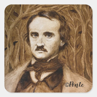 Stickers Carré Edgar Allan Poe Portrait