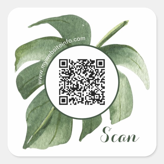 Stickers Carré floral élégant QR Code Business (Devant)