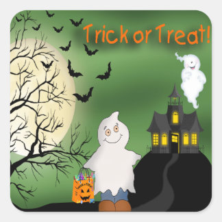 Stickers Carré Halloween Boy Ghost