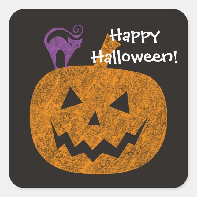 Stickers Carré Halloween Chalkboard (Devant)