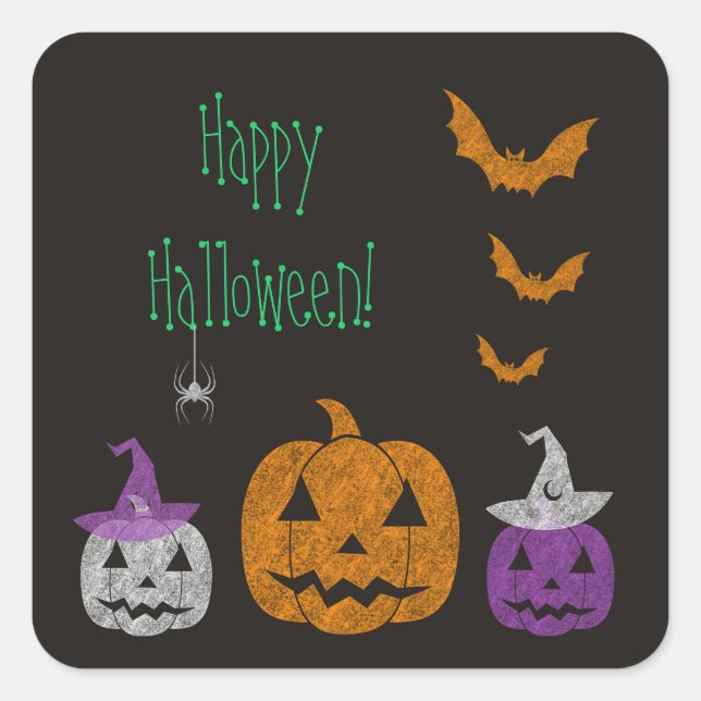 Stickers Carré Halloween Chalkboard (Devant)