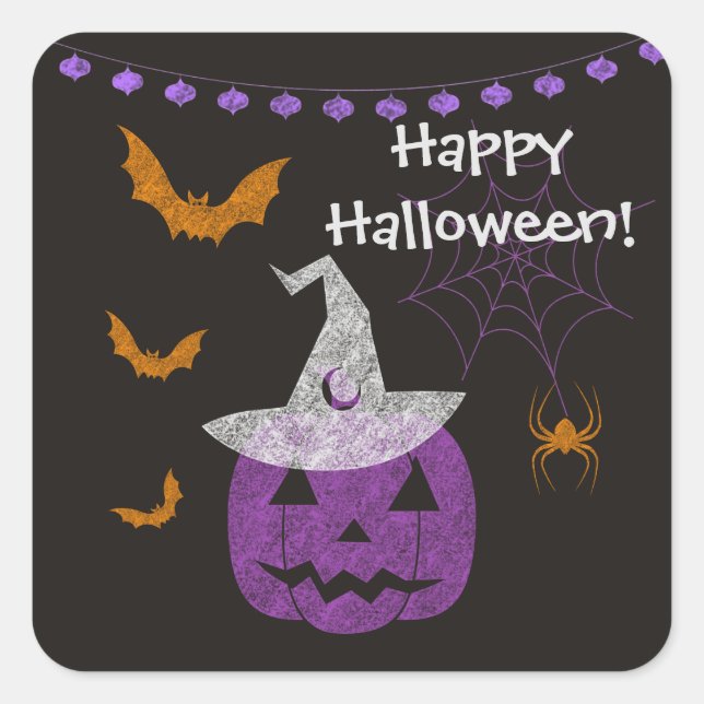 Stickers Carré Halloween Chalkboard (Devant)