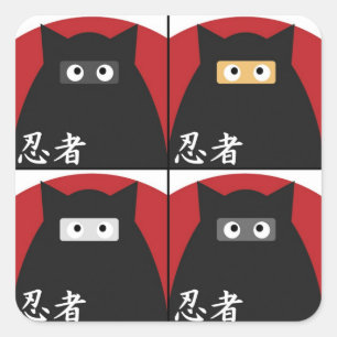 Stickers Carré Ninja Kitty