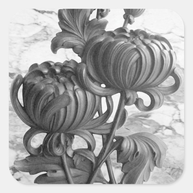 Stickers Carré noir et blanc Chrysanthemum (Devant)