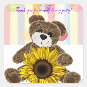Stickers carré Teddy Bear Pastel Stripes