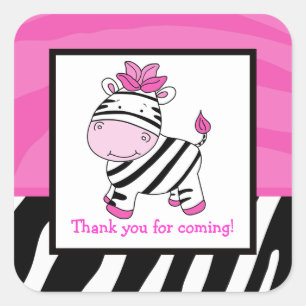 Stickers Carré Zèbre Rose Favoriser (6 Grands)