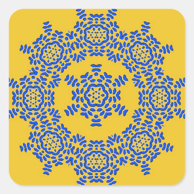 Stickers Carreaux en céramique jaune et bleu rétro (Devant)