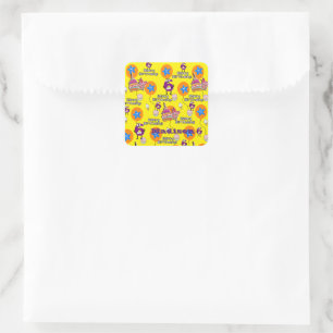 Stickers carrés, #6 Joyeux 6e anniversaire Jaune