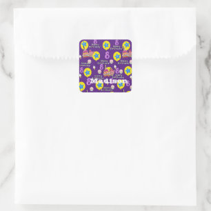 Stickers carrés, #8 Joyeux 8ème anniversaire viole