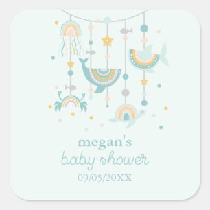 Stickers Carrés animaux de mer Boho