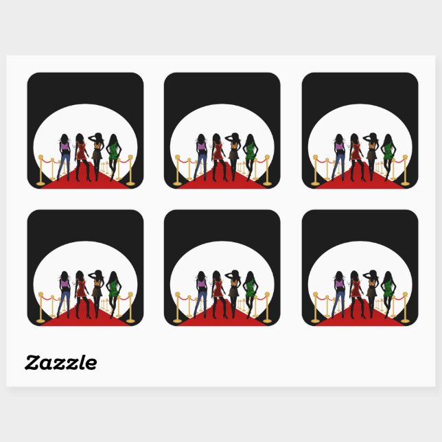Stickers Carrés de la mode pour filles sur tapis r (Feuille)