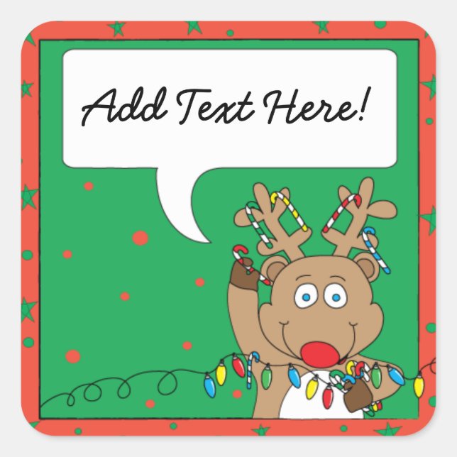 Stickers Carrés de Noël Reindee Personnaliser (Devant)