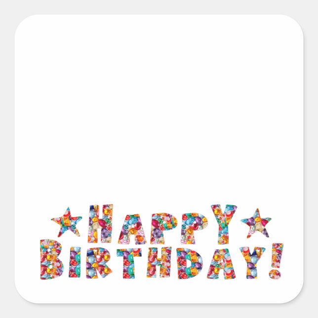 Stickers carrés JOYEUX ANNIVERSAIRE (Devant)