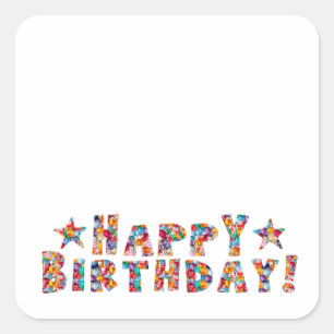 Stickers carrés JOYEUX ANNIVERSAIRE