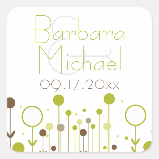 Stickers Carrés modernes Green Simple Floral Dot (Devant)