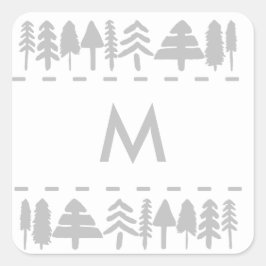 Stickers Carrés Monogram Pine Trees personnalisés