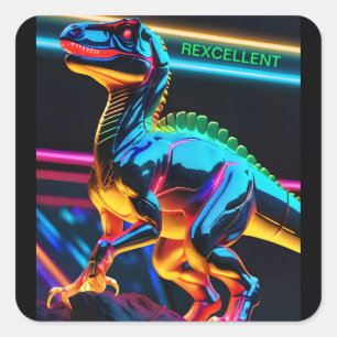 Stickers Carrés Neon /Diinosaur
