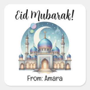 Stickers Carrés personnalisés de l'Aïd Moubarak