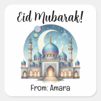 Stickers Carrés personnalisés de l'Aïd Moubarak