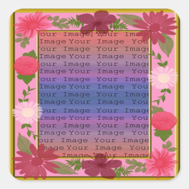 Stickers Carrés personnalisés en Fleurs roses (Devant)