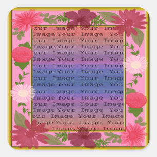 Stickers Carrés personnalisés en Fleurs roses