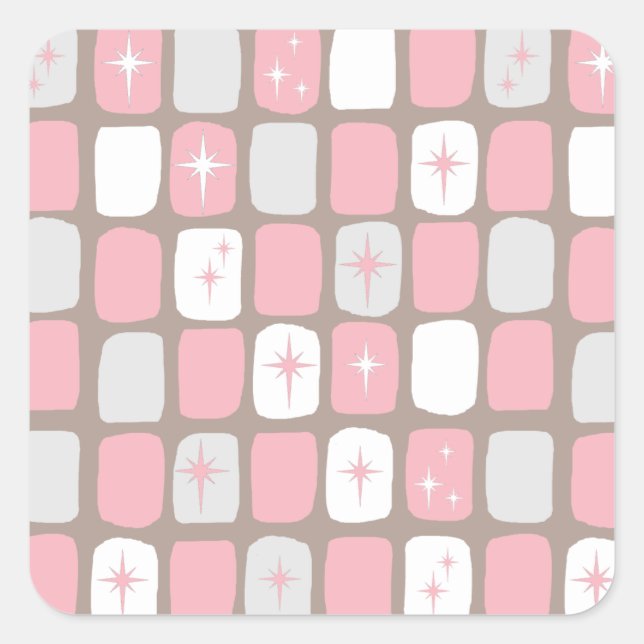 Stickers Carrés Retro Rose Starburst (Devant)