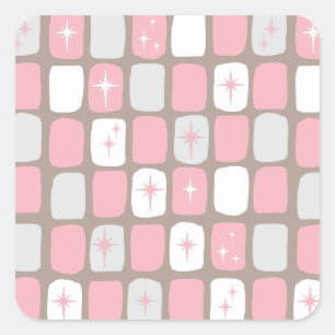 Stickers Carrés Retro Rose Starburst
