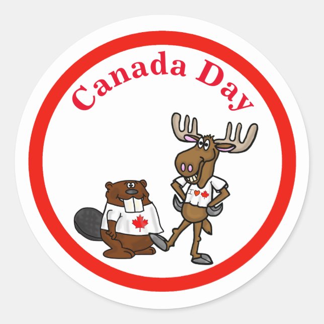 Stickers Castor et orignal de la fête du Canada (Devant)