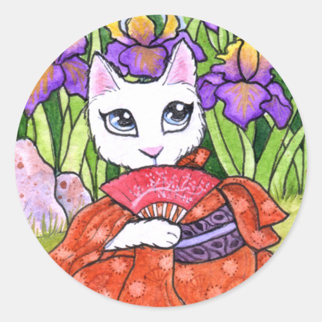 Stickers Cat Geisha Fairy Imaginaire par Ann Howar (Devant)