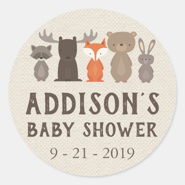 Stickers Cercle Baby shower à thème pour animaux d (Devant)