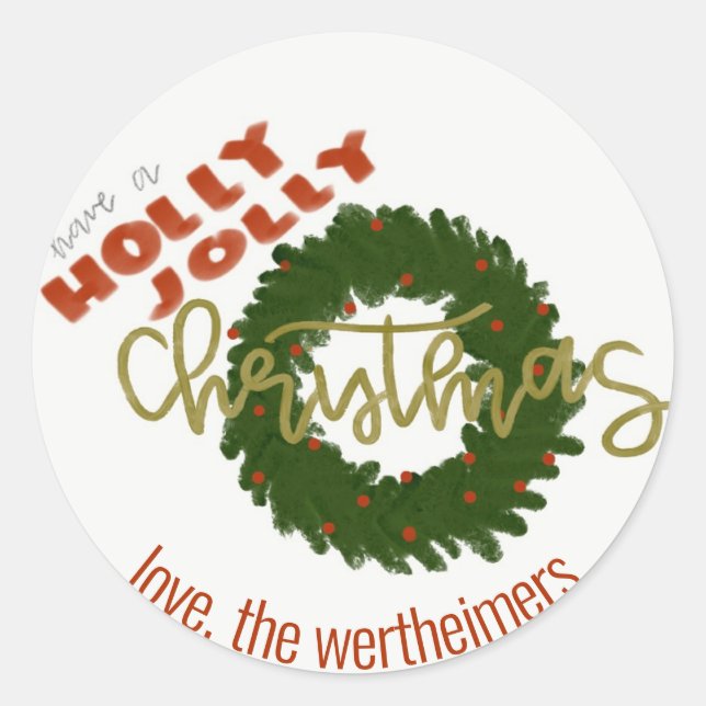 Stickers Cercle de Noël Holly Jolly (Devant)