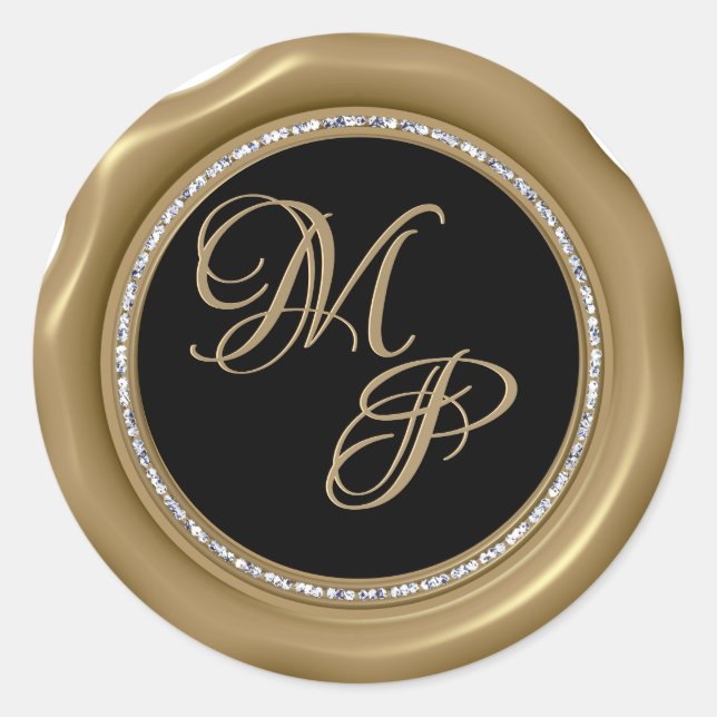 *~* Stickers Cercle Diamond Or Cire Sceau Mariage (Devant)