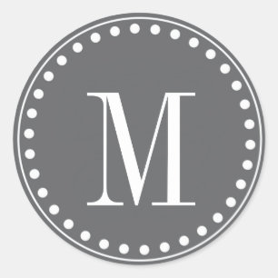 Stickers Cercle Monogramme gris foncé