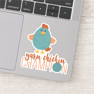 Stickers Champion de poule turquoise et rouille