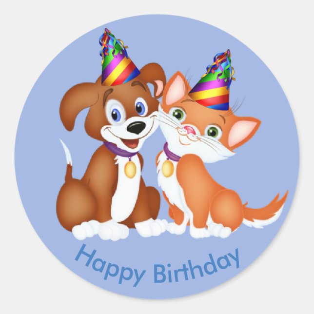 Stickers Chat & Chien Anniversaire (Devant)