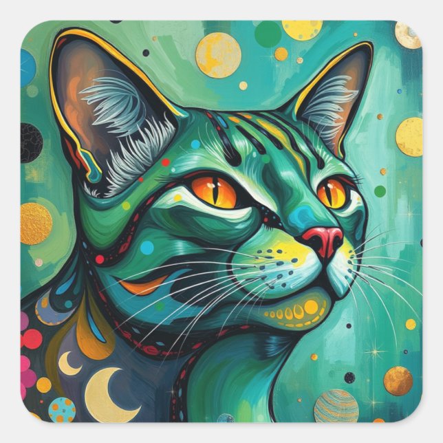 Stickers Chat coloré Abstraits (Devant)