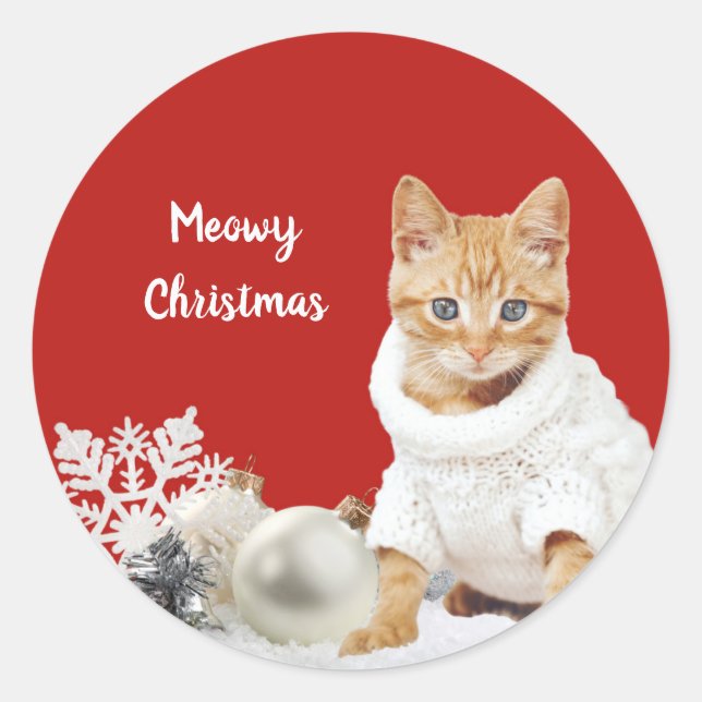 Stickers Chat de Noël personnalisés (Devant)