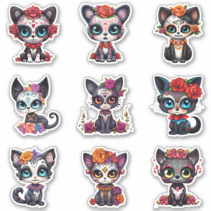 Stickers Chat Dia de Los Muertos - Série de 9