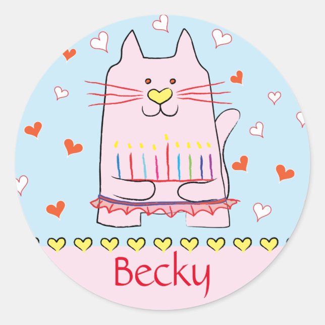 Stickers Chat rose Ballerina Chanukah Round (Devant)