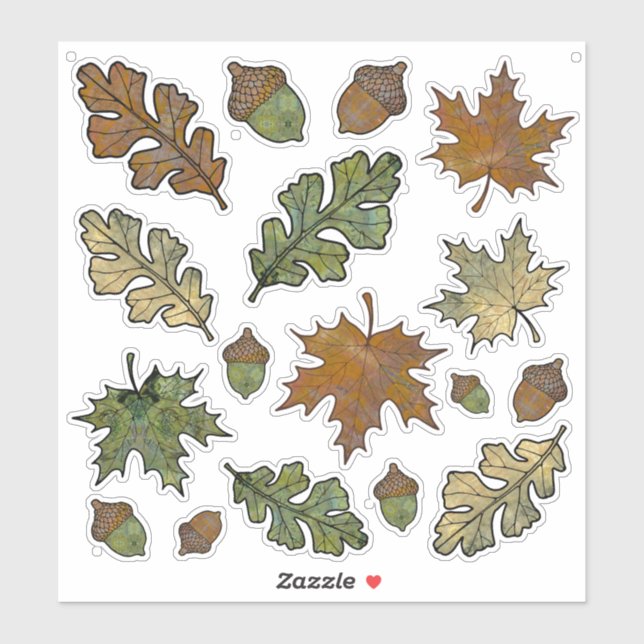 Stickers chêne d'automne et feuille d'érable avec  (Feuille)