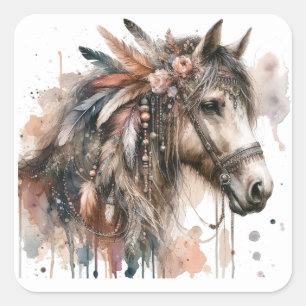 Stickers Cheval Aquarelle